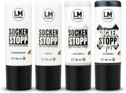 LM-Kreativ Socks Stop Anti Slip set - textielverf antislip - 4 x 90 ml - zwart wit grijs transparant — thumbnail 1