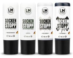 LM-Kreativ Socks Stop Anti Slip set - textielverf antislip - 4 x 90 ml - zwart wit grijs transparant
