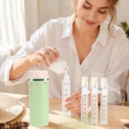 4 in 1 Reis Doseerfles, Lekvrij Herbruikbare Reisflesjes voor Shampoo Lotion Conditioner & Crème Draagbare Toilethouder voor Vakantie & Zakenreis met Etiket (Groen) — thumbnail 2