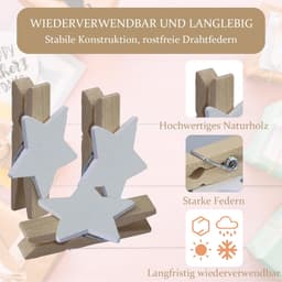 Dailygoods- Sterren Wasknijpers 105 Stuks - Houten Klemmen - Decoratieve Clips - Handwerk Klemmen - Kerstmis Decoratie - Veilig Materiaal — thumbnail 3