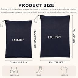 Waszakken Set van 2, Waterdicht en Draagbaar, Opvouwbaar met Ritssluiting voor Kledingopslag, Reizen en Organisatie — thumbnail 5