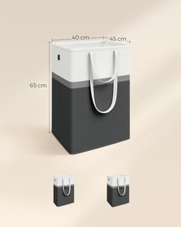 Set van 2 wasmanden, opvouwbare wasmanden, waszakken van 110 liter met korte en lange handgrepen, gemakkelijk te dragen en schoon te maken, vrijstaand, inktzwart LCB210B01 — thumbnail 4