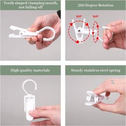 10 stuks - Droogklem - Wasklem - Drooghaak - met 360 graden draaihaak - Sokkenhouder - Robuuste en duurzame plastic kledingklem - Multifunctioneel - Draagbare antislip plastic kledinghouder - Wit — thumbnail 5