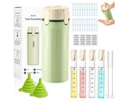 4 in 1 Travel Dispenser Bottle(Includes Labels、funnel、Cleaning Straw Brush) | 4 in 1 Travel Bottle Dispenser丨4 in 1 Travel Bottle Dispenser for Shampoo Lotion Conditioner Cream Essentials