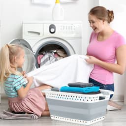 opvouwbare wasmand - plastic - kunststof - mand voor wasgoed - inklapbaar - 37 L — thumbnail 2