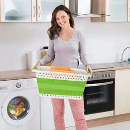 opvouwbare wasmand - met handgreep - kunststof en siliconen - 37 liter - grijs — thumbnail 2