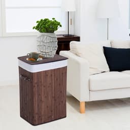 Bamboe wasmand 72 L - Luxe wasmand - Wassorteerder - Donkerbruin - L40 x B30 x H60 cm — thumbnail 5