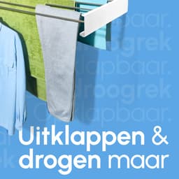 Bodo® Droogrek Inklapbaar - Wanddroogrek - 100 cm - Inclusief Boormal - Vernieuwd 2025 Model - Wasrek Hangend - Uitklapbaar - Muur - Ophangbaar - 6m Drooglengte - Wit — thumbnail 2