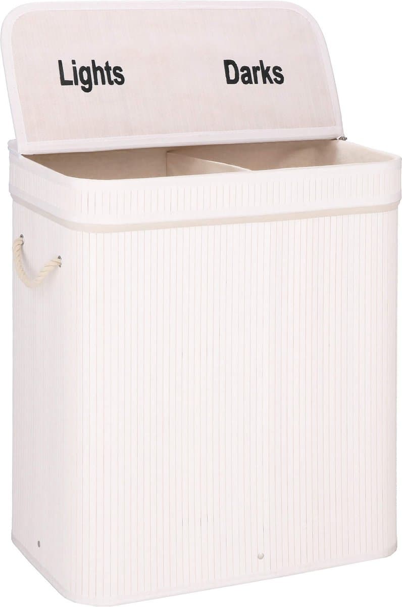 Springos Wasmand | 100 Liter | 2 Vakken | Lights | Darks | Wit — afbeelding 1
