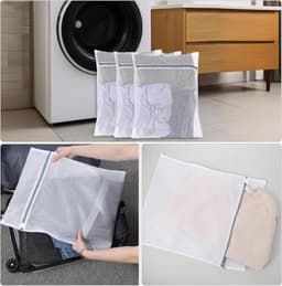 4 stuks klein wasnet voor wasmachine - 30 x 40 cm - waszak met ritssluiting - netwaszak voor beha en sokken — thumbnail 5
