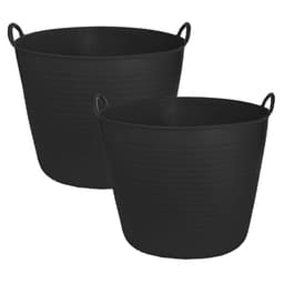 CM Flexibele kuip/emmer - 2x - zwart - 42 liter - kunststof - 45 x 37 cm - Afval - wasmand - Opbergmand — thumbnail 1