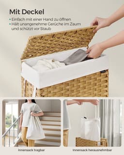 Wasmand – Grote Capaciteit – 55 l gemaakt van synthetisch rotan – Modern – Hoogwaardige Kwaliteit — thumbnail 3