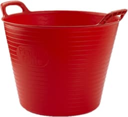 Plasticforte flexibele emmer/kuip - rood - kunststof - rond - 25 liter - 42 x 38 x 33 cm - wasmanden - tuinafval - speelgoed — thumbnail 1