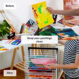 Klein Hangend Droogrek voor Kunst - Mobiele Droogtoren - 19 Uitneembare Schappen - Wit — thumbnail 3