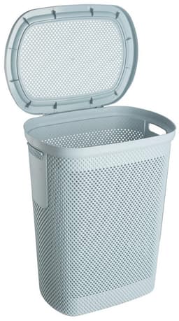 Wasmand met klapdeksel en luchtdoorlatende textiel-look - Compact en decoratief - 58 liter — thumbnail 2