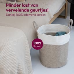 Framehack Wasmand Katoen - Opbergmand 52 ltr - Mand Rond met handvaten - Wasbox Opvouwbaar - Speelgoedmand — thumbnail 4