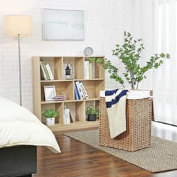 wasmand handgeweven, 90 L, wasmand gemaakt van synthetisch rotan, met deksel en handvatten, opvouwbaar, waszak afneembaar, natuurlijke kleur LCB51NL — thumbnail 5