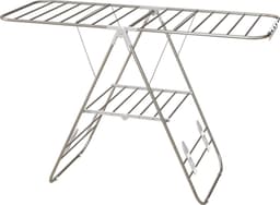 HOMCOM Inklapbaar wasrek, roestvrij staal, kunststof, zilver, wit 850-121 — thumbnail 4