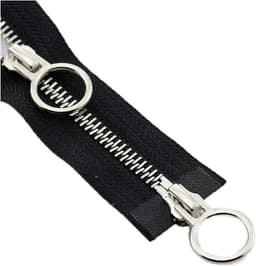 Zip Puller, metalen ritsen, 1 stuks 70/90 cm 5# dubbele schuif metalen ritsen open ritssluiting O-ring hoofdritsen zwart 5#, 90 cm — thumbnail 1