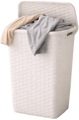 Benson Wasmand - 2x - rotan - met deksel - wit - 60 liter - 33 x 44 x 60 cm - kunststof — thumbnail 3