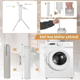 Vouwbaar en draagbaar droogrek met 16 stangen, ruimtebesparend staand kledingdroger voor binnen en buiten, capaciteit 40 kg, ideaal voor was en lucht drogen — thumbnail 3