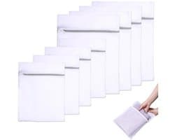 Dailygoods- Waszak Set van 8 Stuks - Witte Waszakken 30x20 cm / 30x40 cm - Herbruikbare Beschermende Waszakken - Ideaal voor Lingerie/Sokken - Sterk Polyester Net - Wasnet