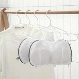 Waszak voor lingerie en ondergoed - 2-pack netwaszakken met draaghandvat voor de wasmachine, anti-deformatie en bescherming voor beha's en kleding — thumbnail 3
