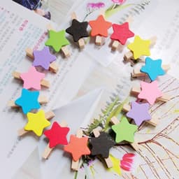 Store_9 - sterren wasknijpers hout - mini clips - kleurrijke decoratie - geel - fotohouders voor knutselen - geschikt voor feestdagen - 50 stuks — thumbnail 3
