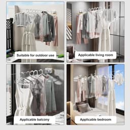 Pull-out Kledinglijn - Roestvrij Staal - Uittrekbare Kledinglijn - Inclusief 4 Grote Wasknijpers - 20 Kleine Kledinghaken en Schroeven - Voor Balkons - Hotels — thumbnail 5