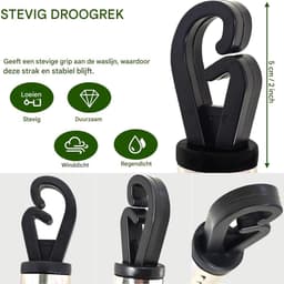 Waslijn Steunpaal - Droogrek Buiten - Was Drogen - Roestvrijstaal Constructie - 2.2 Meter Uitschuifbaar - Zilverkleurig — thumbnail 5