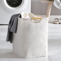 FloraGrace Wasmanden - Grote Wasmand Stoffen Wasmand Opvouwbare Wasmand Laundry Basket Met Hengsel Voor Badkamer / Slaapkamer, Oxford-Stof, Wit — thumbnail 2