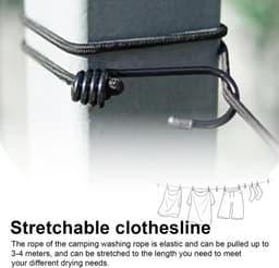 Cosensi - Travel Clothesline - Camping-Kledinglijn - Windbestendig - 1.8 meter - Binnen en Buiten - Inclusief 12 knijpers - Geschikt voor Camping e... — thumbnail 3