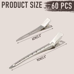 60 Stuks Zilveren Krokodillenclips voor Haarstyling - Professionele Eendenbek Spelden — thumbnail 2