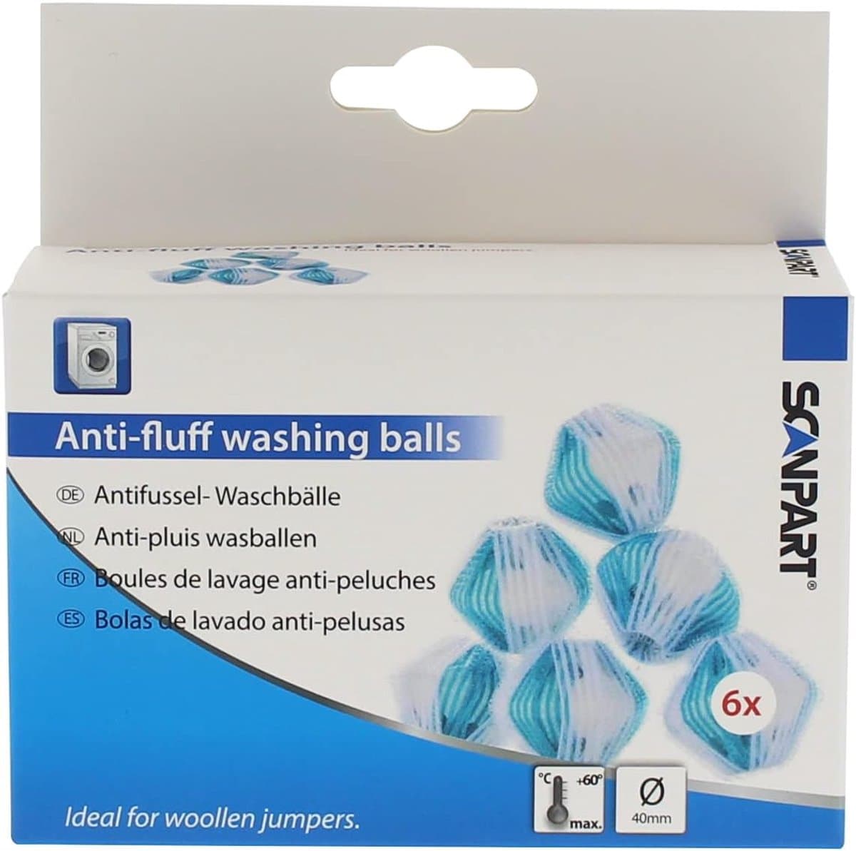 Wasbal Kunststof - Anti Pluis Ballen - Pluisvrij Wassen - Herbruikbaar Ontwerp - 6 Stuks 40mm — afbeelding 1