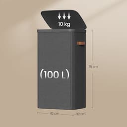 SONGMICS LCB811BH01 - Wasmand met Deksel en Handgrepen - 100 L Capaciteit - Stevige Opbergoplossing — thumbnail 2