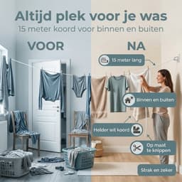 Cheqo® Waslijn - Waslijndraad - Wasdraad - Drooglijn - Kledinglijn - Waslijn Wit - Waslijndraad Wit - Wasdraad Wit - Drooglijn Wit - Waslijn Buiten - Waslijn Binnen - Waslijn Draad - Waslijn Touw - Waslijn Koord — thumbnail 3