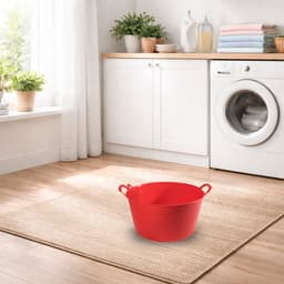 Plasticforte flexibele emmer/kuip - rood - kunststof - rond - 26 liter - 49 x 44 x 27 cm - wasmanden - tuinafval - speelgoed — thumbnail 2