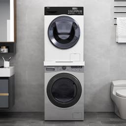 Stapelkit Wasmachine - Droger Opzet - Ruimte Besparen - Houten Constructie - 60x60.5x5cm - Wit — thumbnail 4