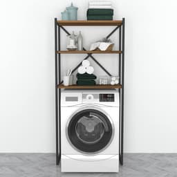 Ombouwkast voor wasmachine 160x66x34 cm met zwarte en walnootkleurige afwerking — thumbnail 5
