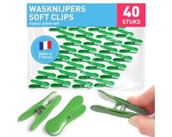 Premium wasknijpers soft clips - 40 stuks in groen-wit voor een duurzaam huishouden