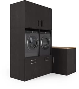 Wasophoogte® Wasmachine Kast Hong Kong - Wasmachine verhoger - Wasmachine ombouw - 700(D)*2030(B)*2350(H) mm - Zwart — thumbnail 4