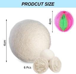 Allecto Plus - 6 stuks Wolbal - Drogerballen van natuurlijke wol - Zacht en wollig wasgoed - Inclusief opbergtas — thumbnail 5
