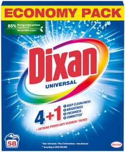 Dixan - Waspoeder - Voor universele was - 58 wasbeurten - Voordeelverpakking - 2 stuks — thumbnail 2