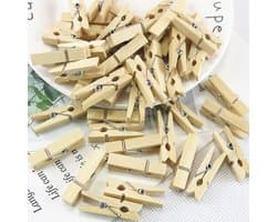 100x miniklemmen - maat 25 mm Miniklemmen Wasknijpers Houten klemmen Gemaakt van echt hout (100x)