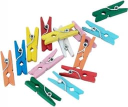 Multicolor mini wasknijpertjes, 24 stuks, voor het ophangen van kaartjes e.d. — thumbnail 2