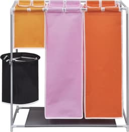 vidaXL - 3-delige - Wassorteerder - met - wasmand — thumbnail 2