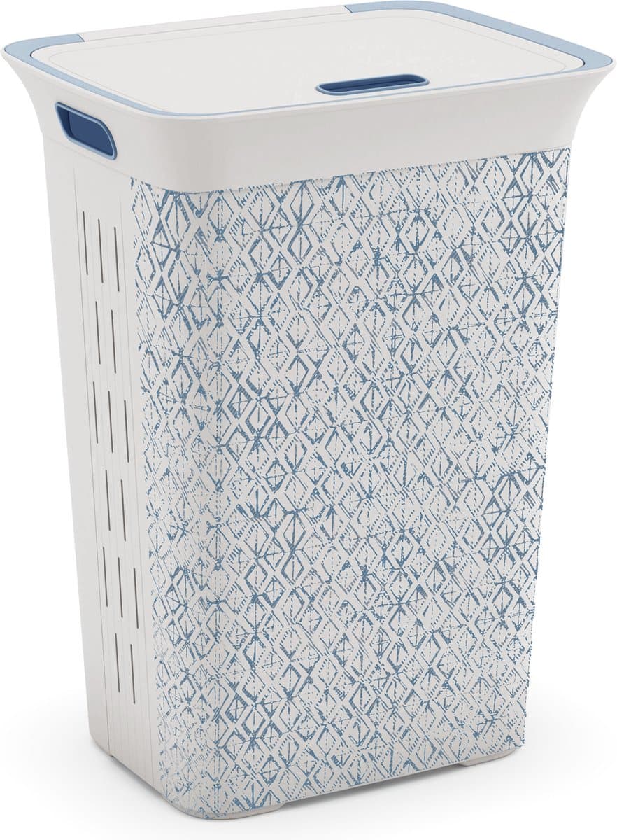 KIS Chic Wasbox - 60L - 44x35x61cm - Wit/Blauw — afbeelding 1