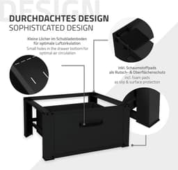 Wasmachine verhoger, Wasmachine Onderstel 63x54x31 cm met lade in zwart ML design — thumbnail 4