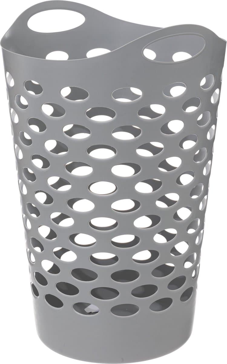 5Five Flexibele wasmand/opbergmand - rond - lichtgrijs - 60 liter - D41 x H66 cm — afbeelding 1
