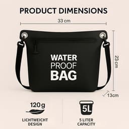 Tas, lichte Dry Bag waterdichte zak voor outdoor, camping, wandelen, strand, kajakken, zwemmen, zwart, Large — thumbnail 2